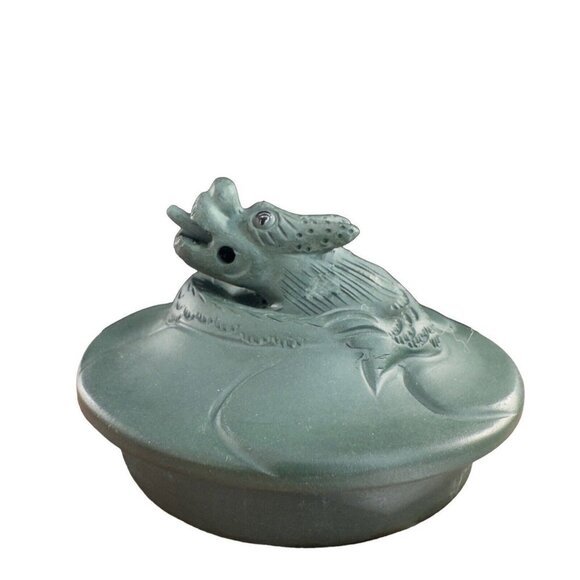 Chinese Yixing Zisha Green Clay Teapot Marked Pottery Dragon Serpent Tongue Out - Picture 9 of 16